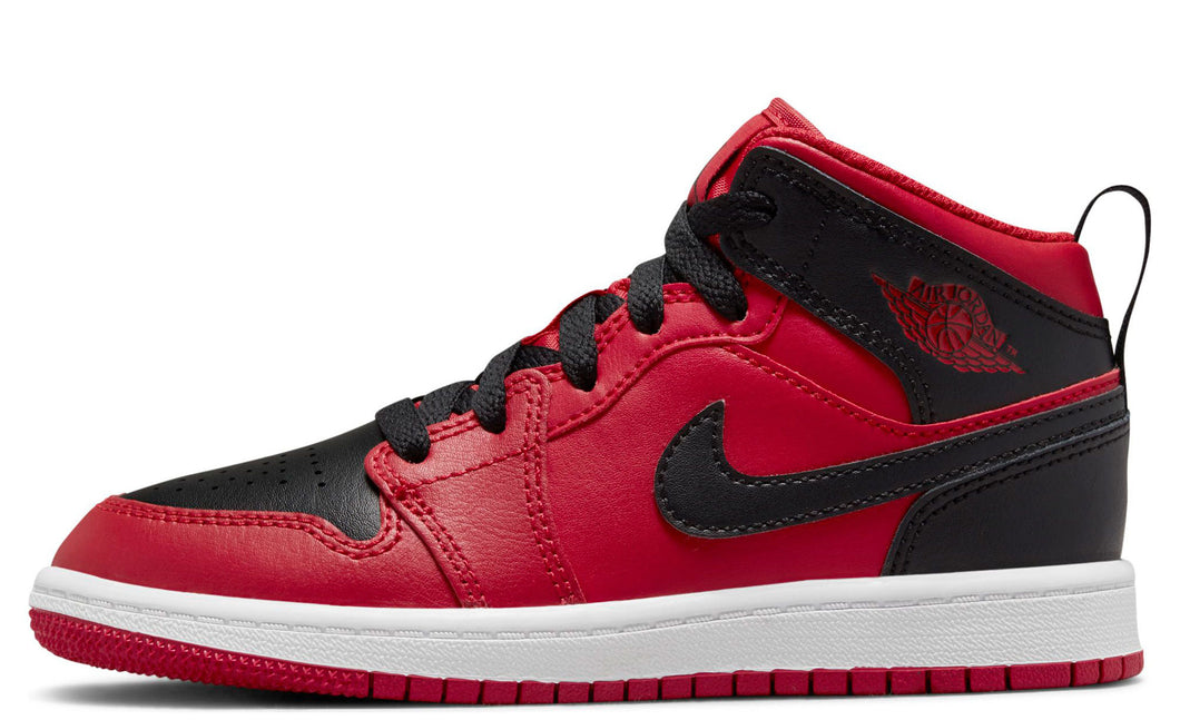 Air Jordan 1 Mid Reverse Bred Black Red (PS)