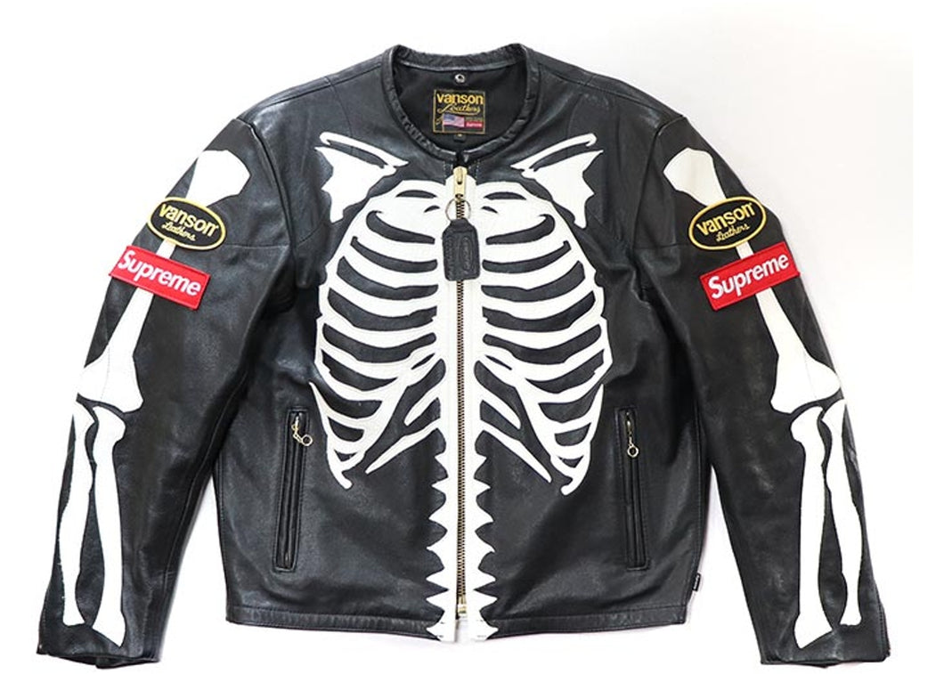 Supreme Vanson Leather Jacket Bones Jacket Black